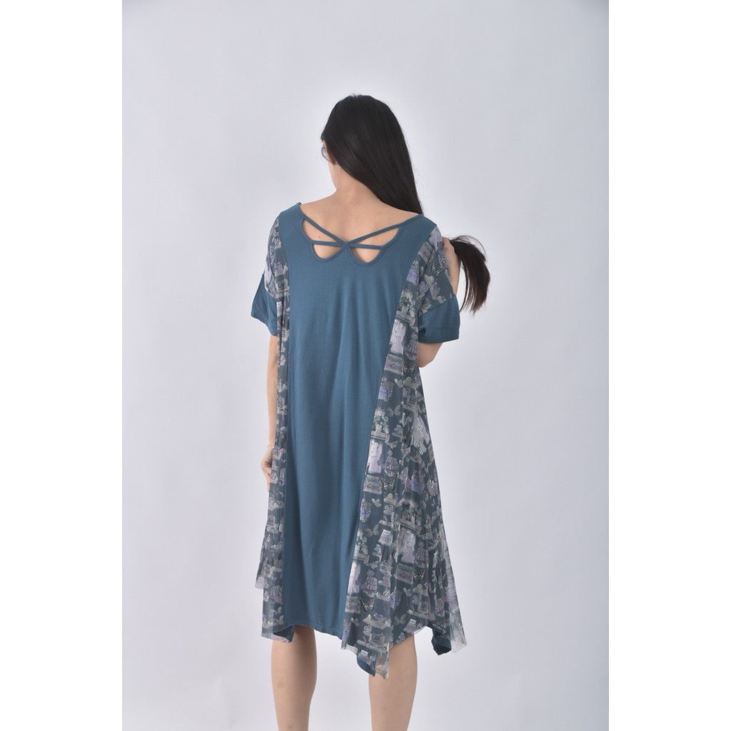 (S) scolar棉質拼接綠色洋裝二手衣, , large