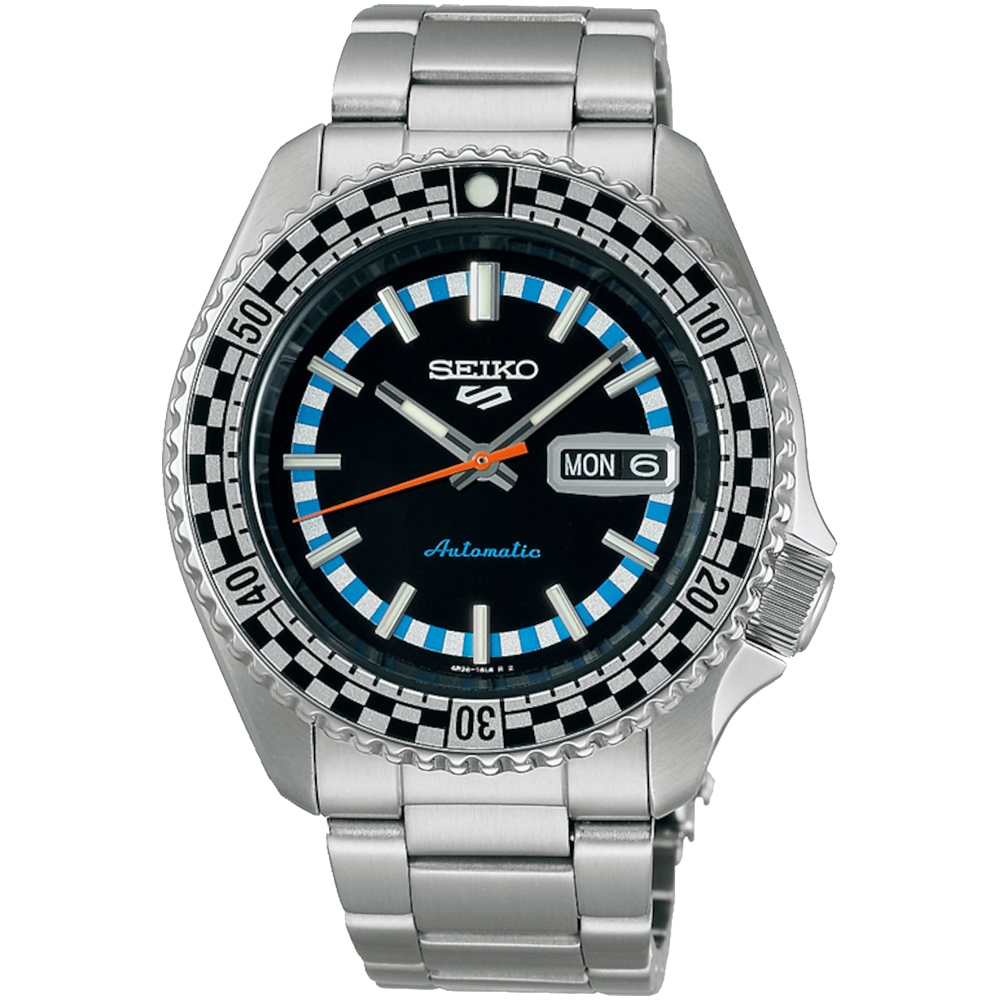 SEIKO 精工 5 Sports SKX 賽車方格旗機械錶-黑 4R36-15K0D(SRPK67K1), , large