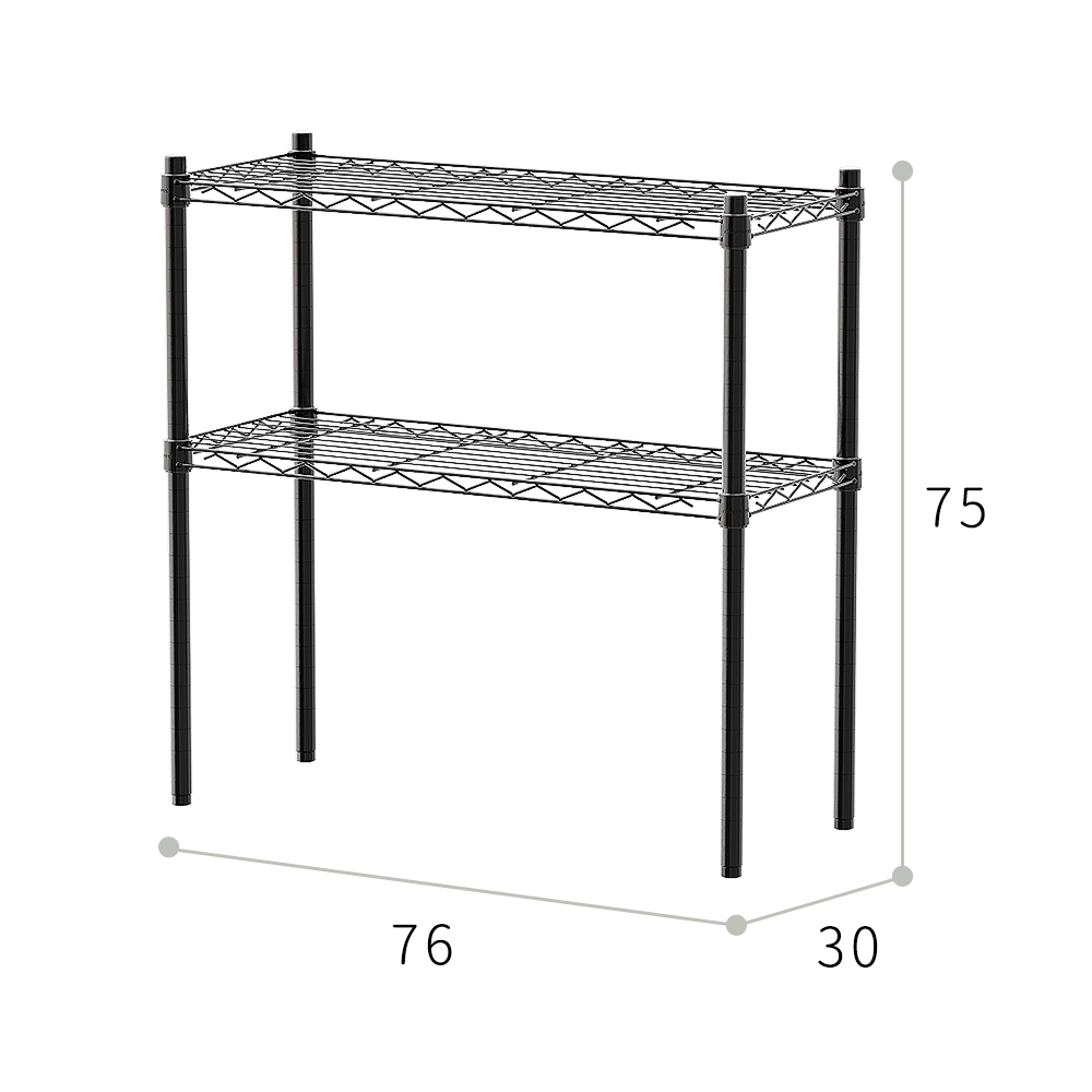 【Y HOUSE】76x30x75公分 輕型兩層鐵架 鐵力士架 層架-烤漆黑, , large