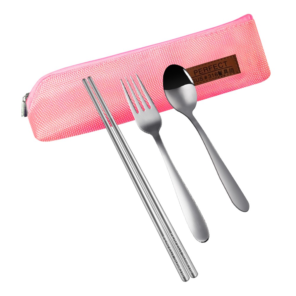 PERFECT 理想牌 極緻316不鏽鋼隨身餐具組 粉紅4件組-Leidea樂德兒