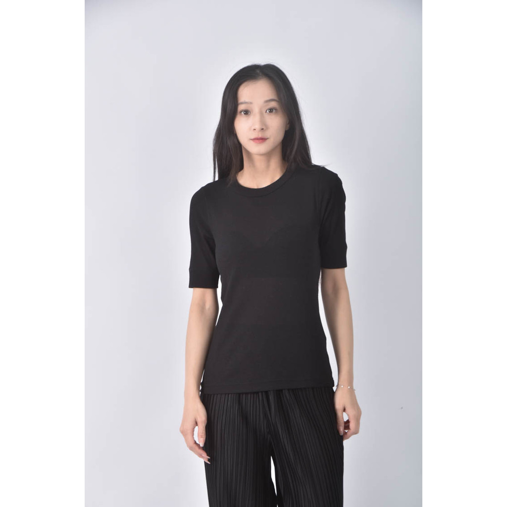 (S) beauty and youth圓領黑色短袖上衣二手衣, , large