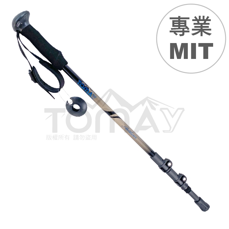 【台灣製-高CP值】TOMAY-Adventurer 2色任選-快扣三節登山杖 耐用圓頭兩用握把 7075航太輕鋁 (附腳墊、擋泥板), , large