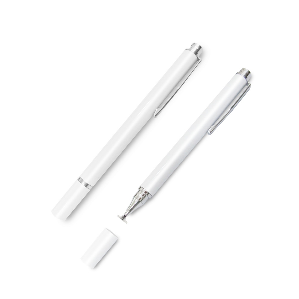 (8入組)【DP15極地白】筆夾款圓盤細字電容觸控筆, 白, large