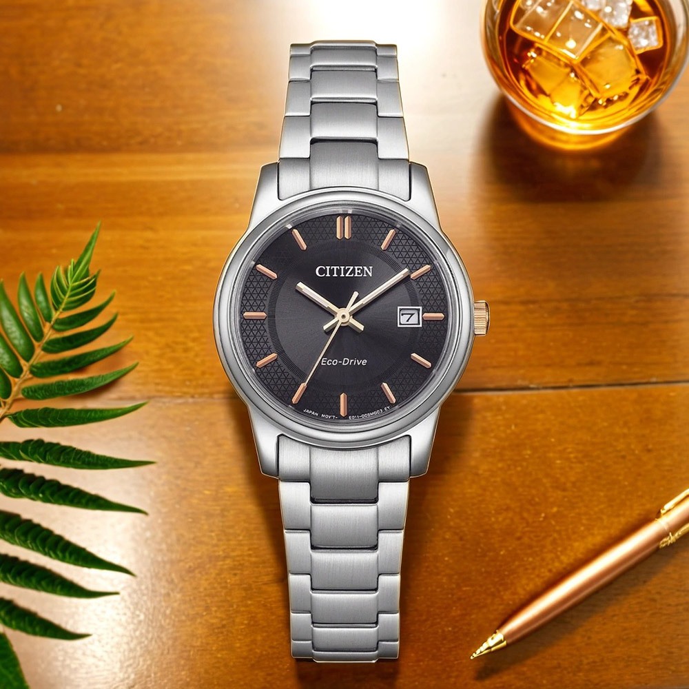 CITIZEN 星辰 光動能經典女錶-黑/27.5mm EW2317-76E, , large