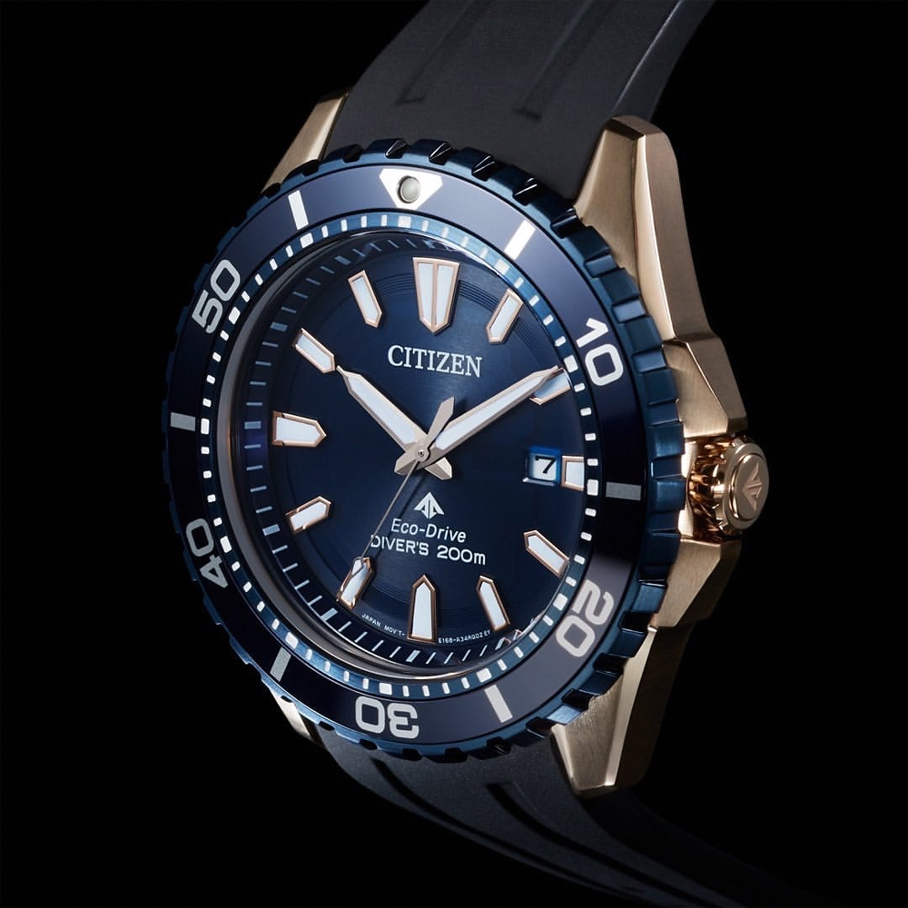 CITIZEN 星辰 PROMASTER MARINE 光動能200米潛水錶-黑x藍 BN0196-01L, , large