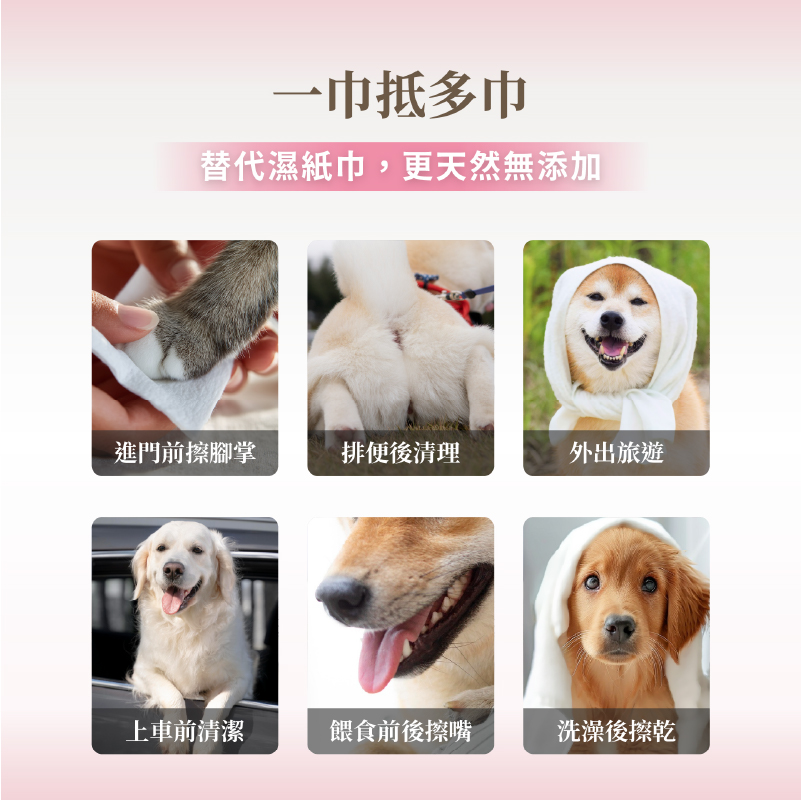 [潔顏佳子]毛孩潔淨組｜買就送珍珠紋大浴巾 寵物浴巾 一次性 浴巾 毛巾 乾濕兩用 加厚 大尺寸 環保材質 無香型 拋棄式 強力吸水 清潔 速乾毛巾, , large
