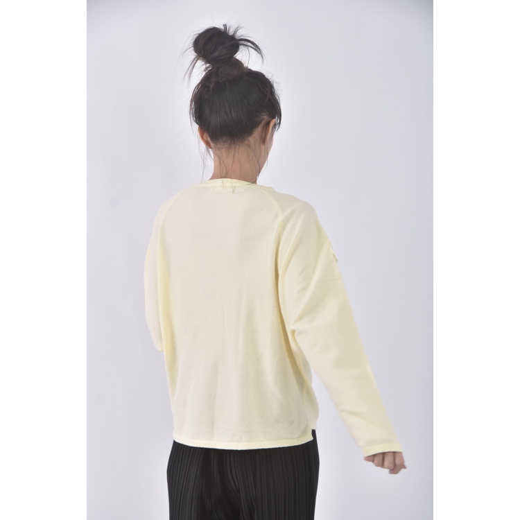 (L) balen韓牌質感圓領黃色長袖上衣二手衣, , large