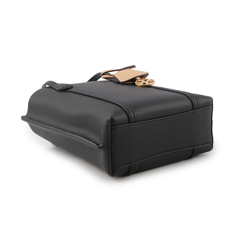 TORY BURCH Perry 荔枝皮革三層迷你托特包/黑色, , large