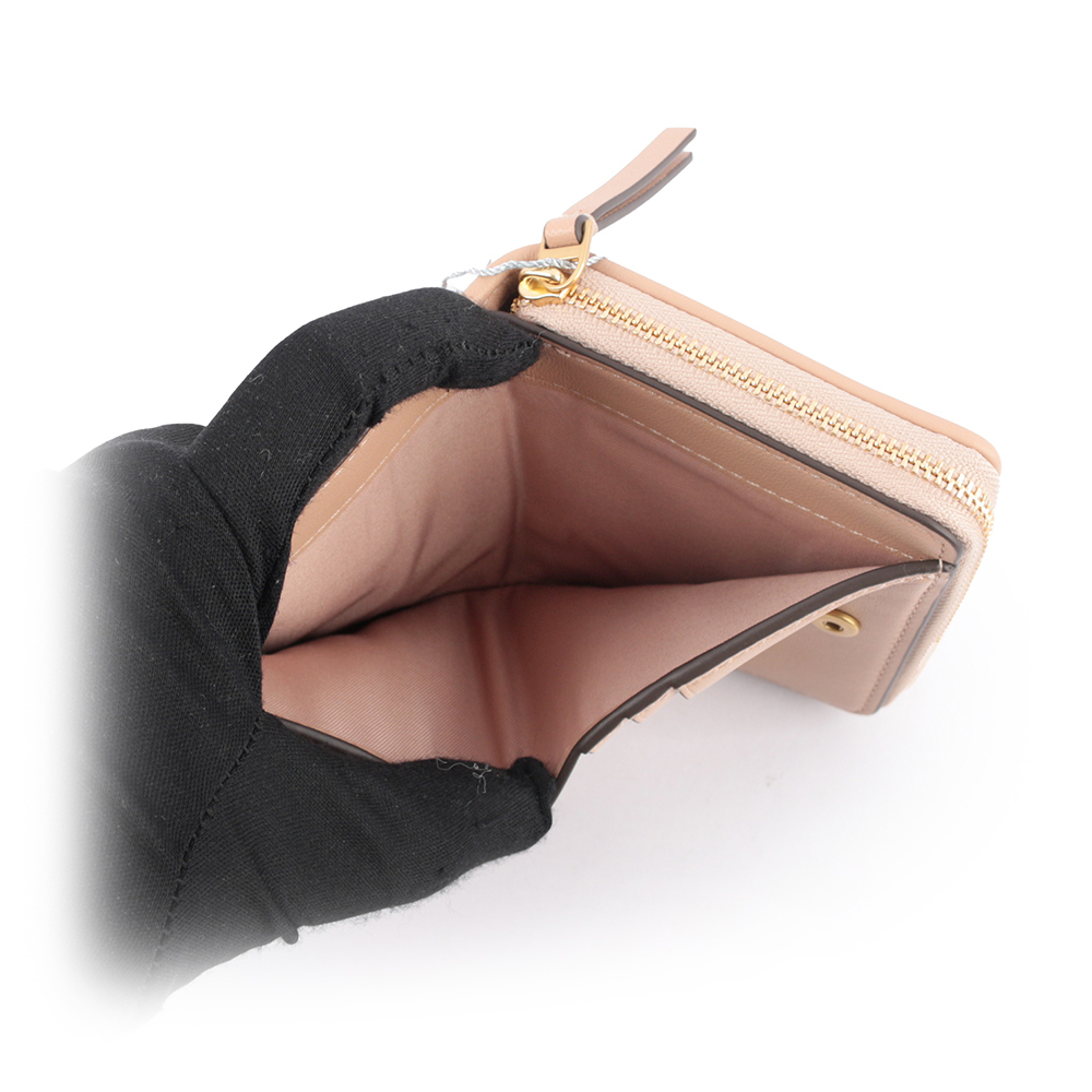 Tory Burch Kira 絎縫皮革暗釦拉鍊零錢袋短夾/淺沙色, , large