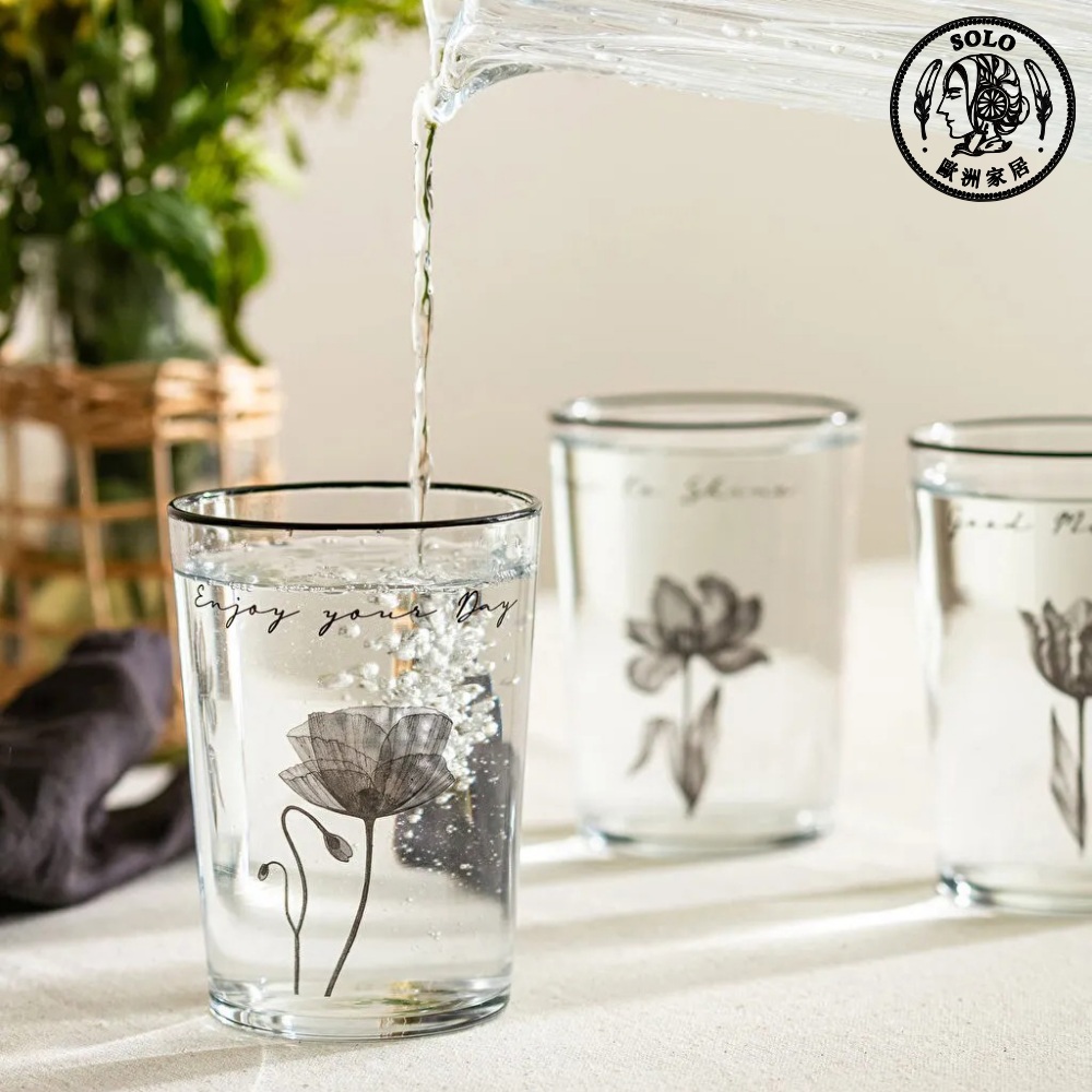 【SOLO Vintage】LCW Home 510ml Flower Glass Cup Set of 3 Water Cup Juice Cup Made in Turkey, , large