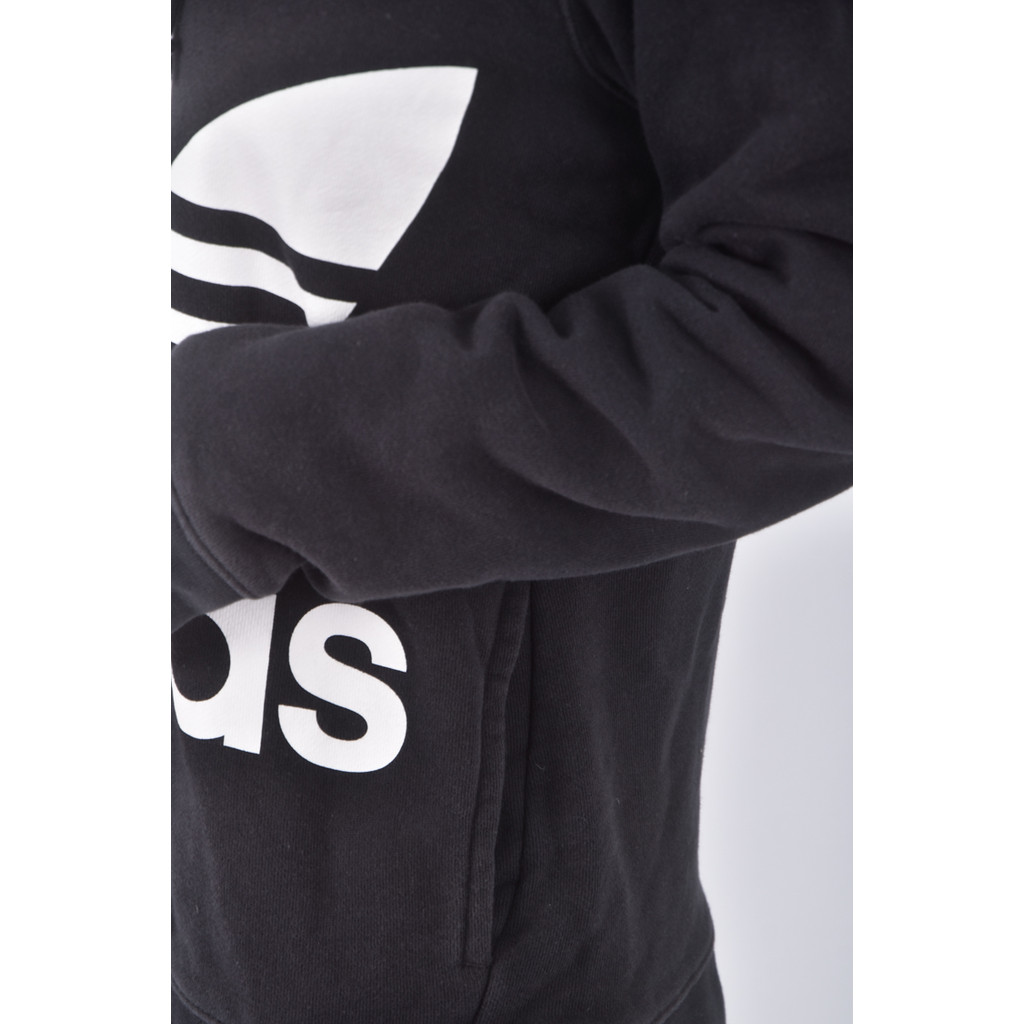 (L) adidas棉質純棉帽T黑色長袖上衣二手衣, , large