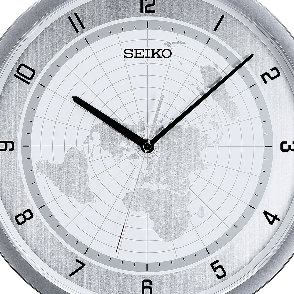 SEIKO 精工 世界地圖時尚掛鐘 時鐘-銀白 QXA814A, , large