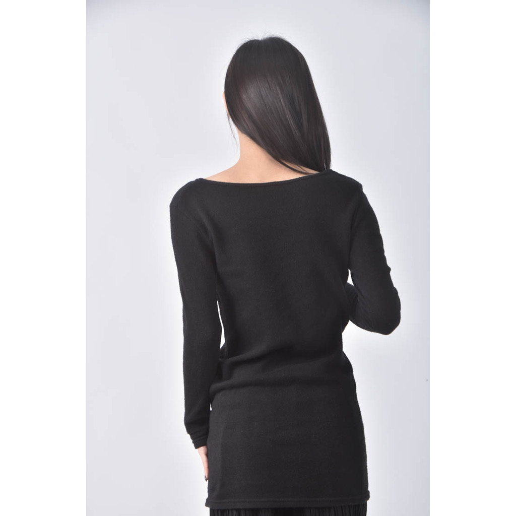 (S) 【又又私服】alice fashion shop質感圓領黑色長袖上衣二手衣, , large