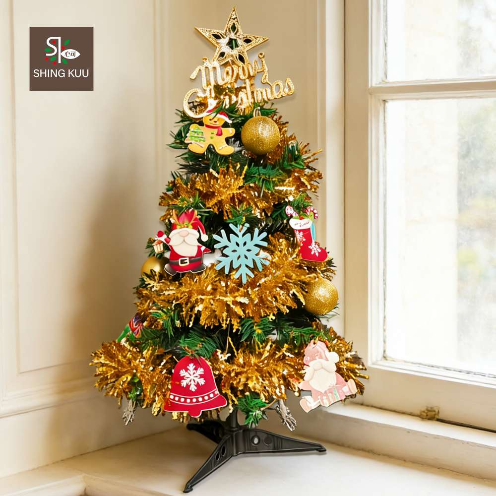 心可樂活-2尺60cm小美好套裝聖誕樹+6號薑餅人雪花彩繪木片飾品組_不含燈款_台灣本島免運費, , large