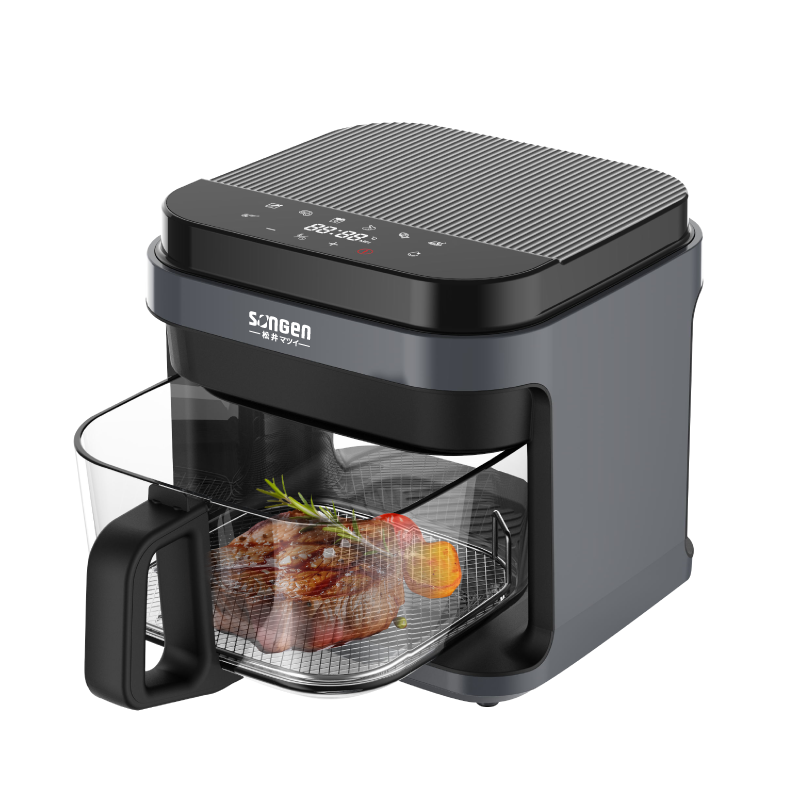 【SONGEN松井】日系3D熱旋5.5L晶鑽玻璃氣炸鍋/烘烤爐/氣炸烤箱(SG-421GAF(B)), , large