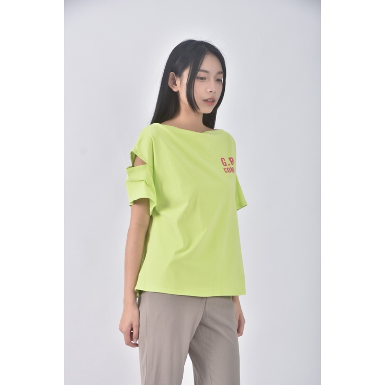 (XL) eqiange字母綠色短袖上衣二手衣, , large