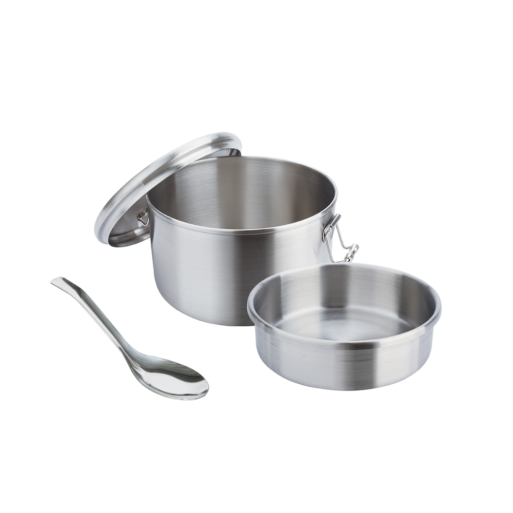 CLARE 可蕾爾 晶鑚316不鏽鋼雙層圓形便當盒附湯匙 16cm（1.4L）-Leidea樂德兒