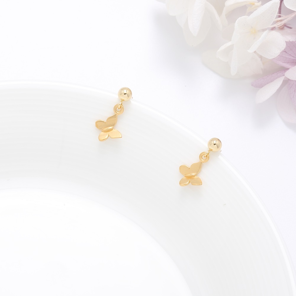 【Angel & Me】蝴蝶 s925 純銀 厚鍍24k純金 一對 耳環 耳夾 禮物, , large