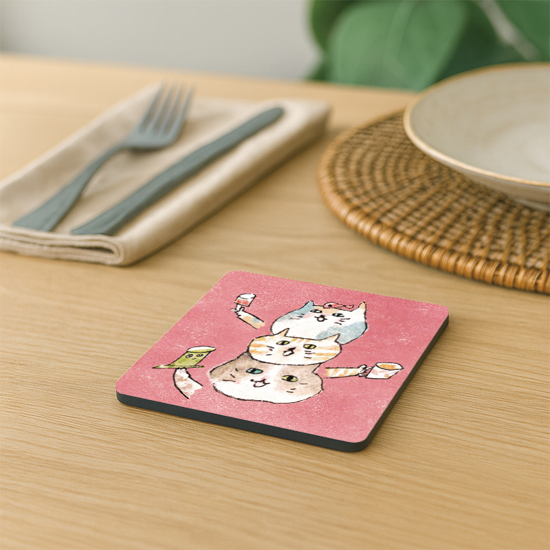 【怪獸】軟式珪藻土吸水杯墊 A Cup of Life---Ducky Shen (10x10cm) -Tea time meoow, , large