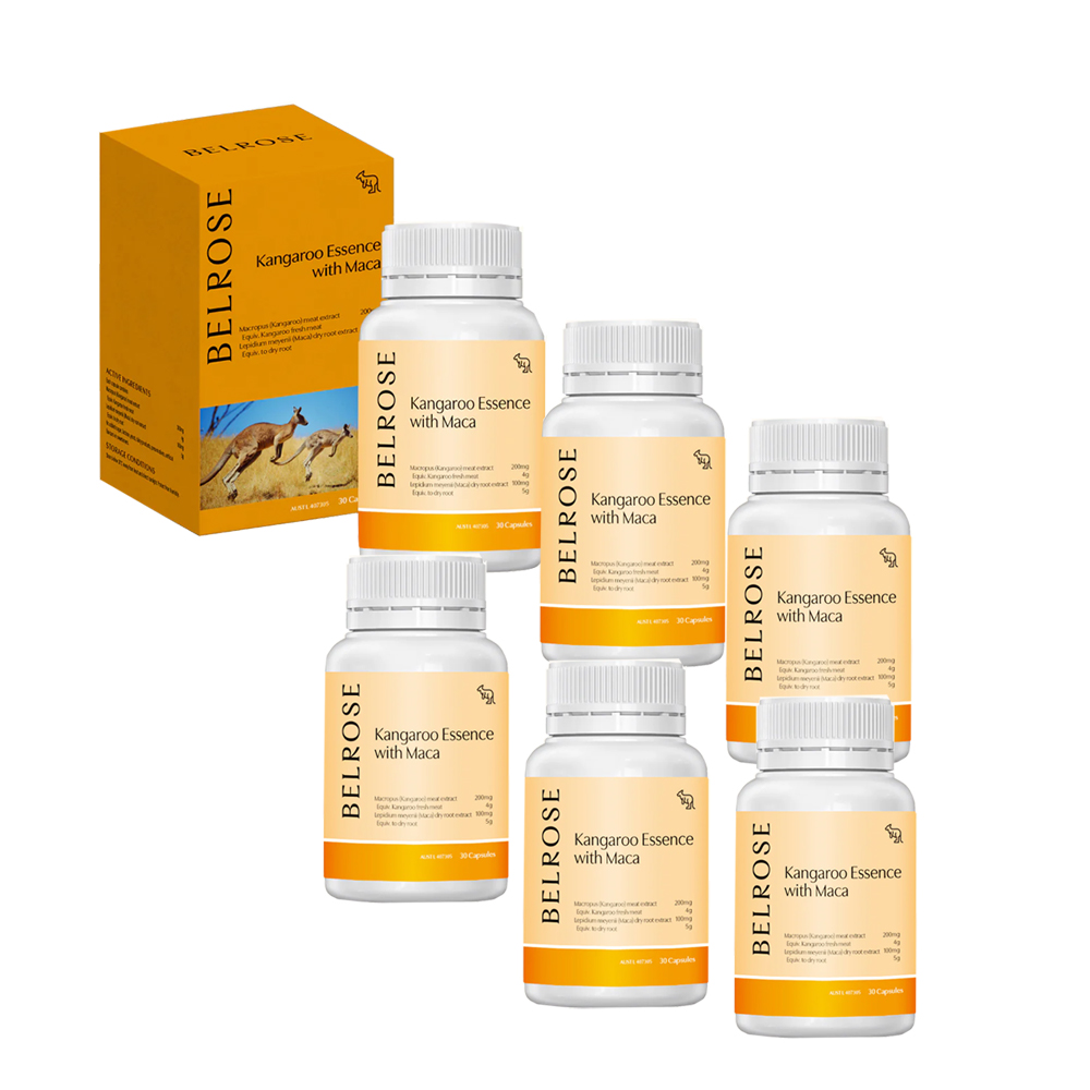 【澳洲奧倍美 Belrose 即期品】頂級袋鼠精+ 馬卡膠囊-2026年5月31日到期(6 入組  30顆/瓶), , large