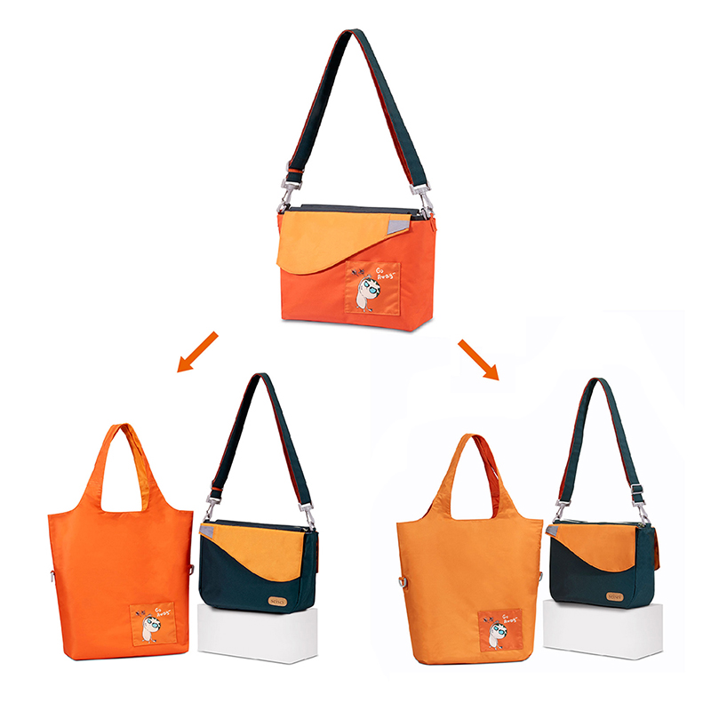Eco-friendly Crossbody bag & tote bag Two-in-one, Reversible yoyo bag (Tangerine), , large