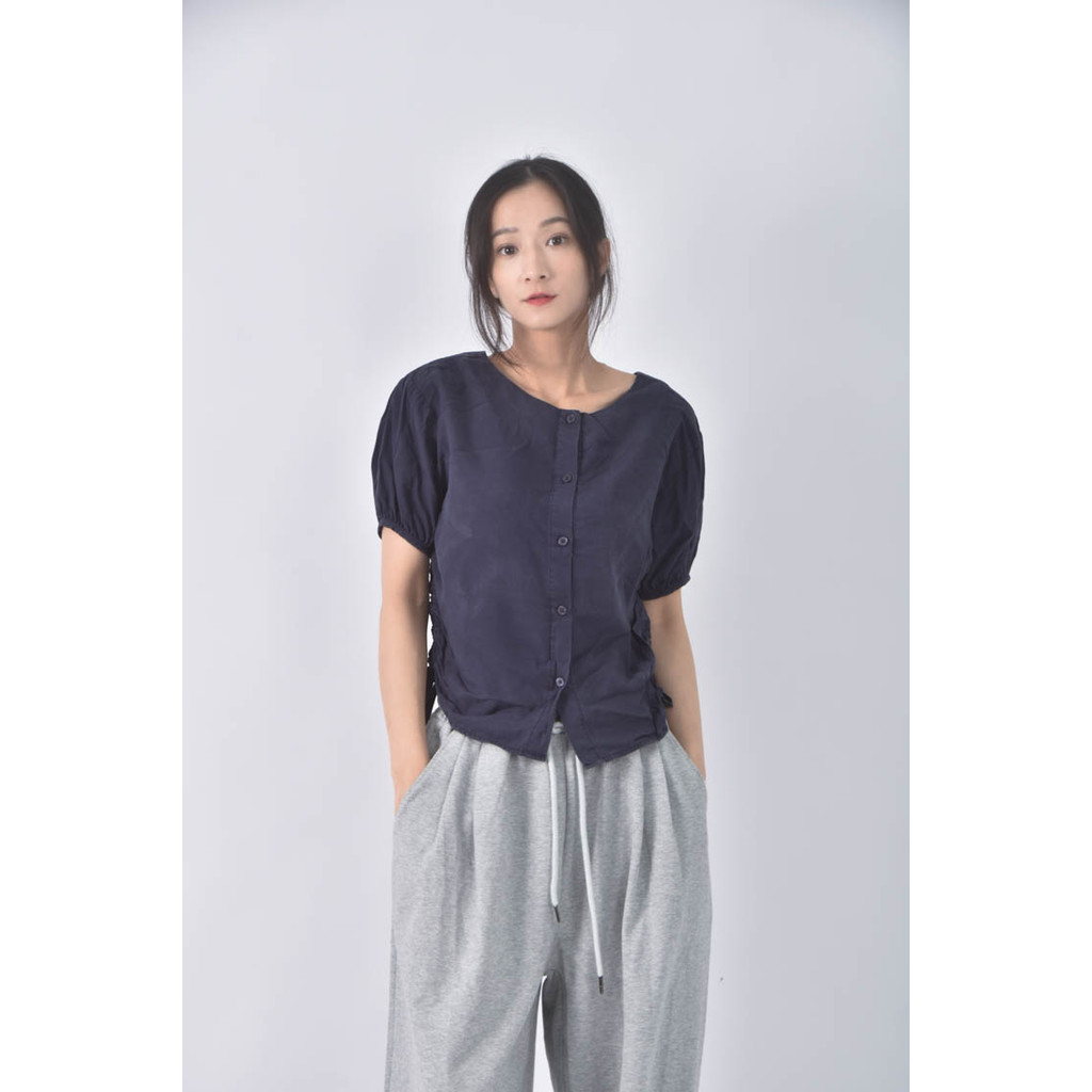 (S) net ladies排扣藍色短袖上衣二手衣, , large