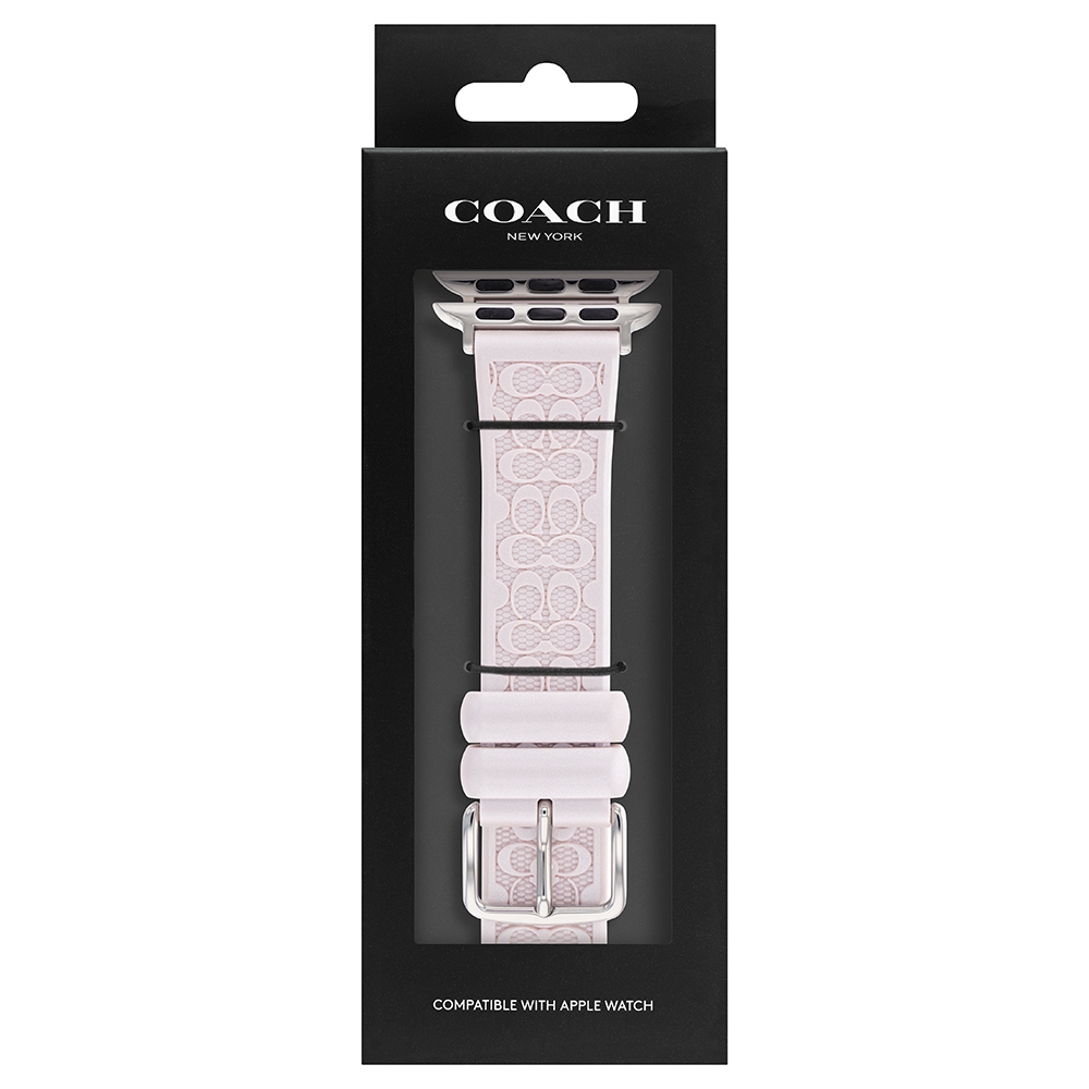 COACH Apple Watch 錶帶 38/40/41mm適用- 粉色珠光矽膠錶帶(不含手錶), , large