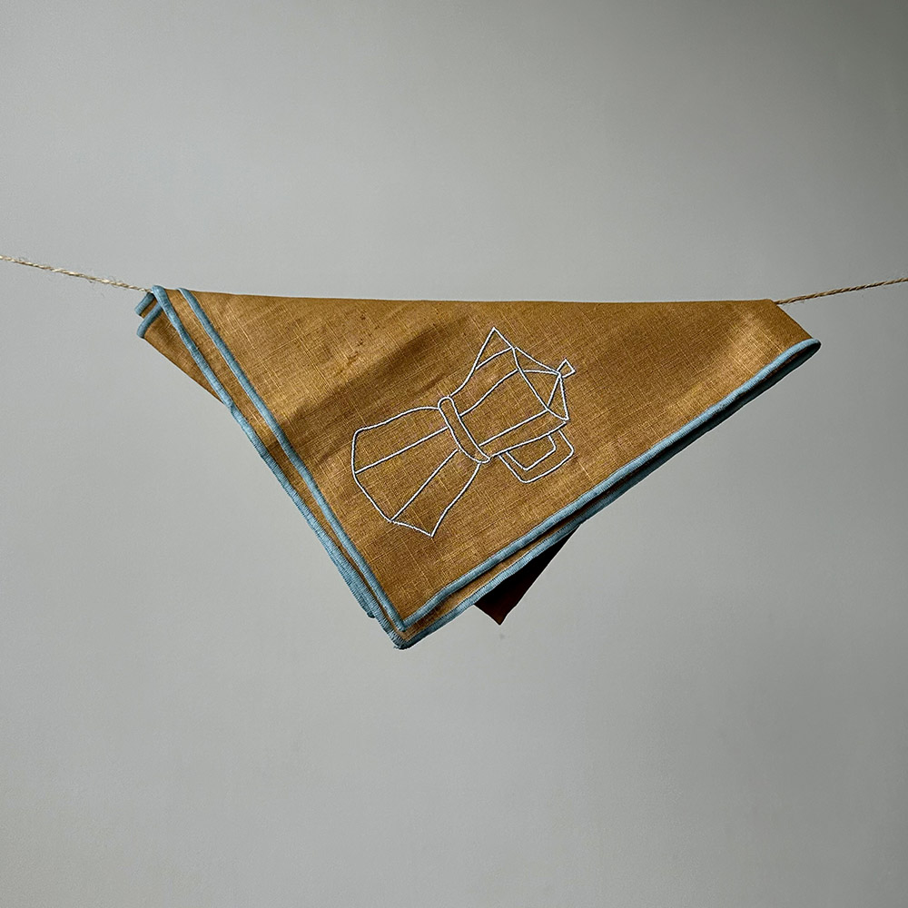 【英國 MÆGEN】刺繡棉麻餐巾組-卡其 (摩卡壺), , large