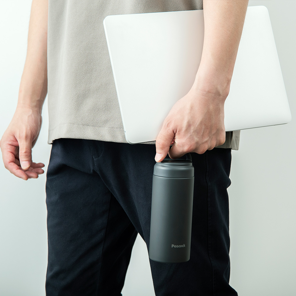 【日本孔雀Peacock】不鏽鋼 手提式City城市休閒 保冷保溫杯480ML(提把設計)-任選色, , large