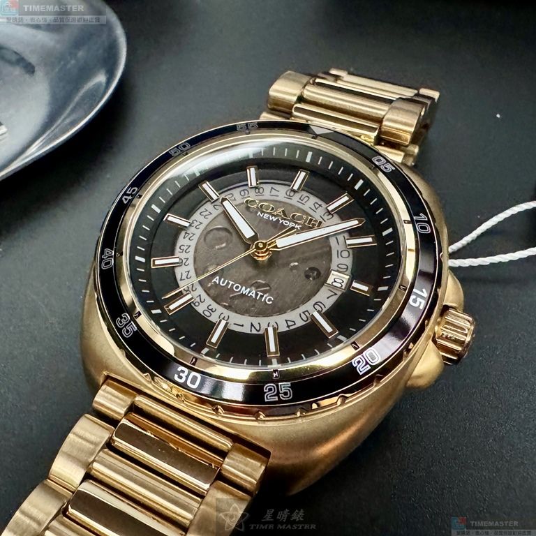 [星晴錶業]COACH手錶,46mm,CH00217雙面機械鏤空錶面金色錶殼金色精鋼錶帶款, , large