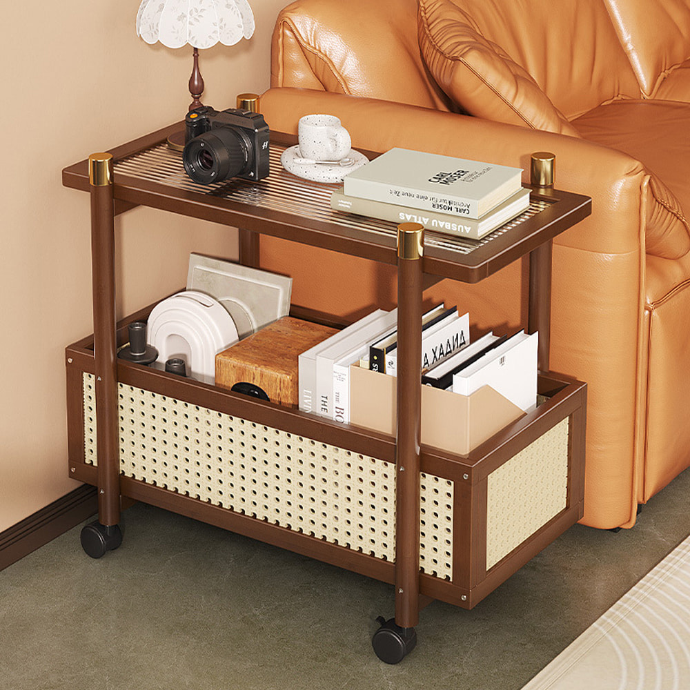 【AOTTO】復古雙層附輪收納置物架(TA-040), , large