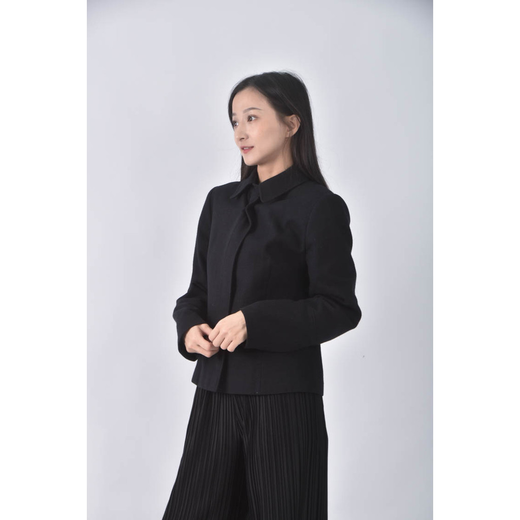 (S) ad lady羊毛素面黑色外套二手衣, , large