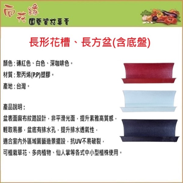 【向花緣】40公分長形花槽、長方盆(含底盤) - 白色, , large