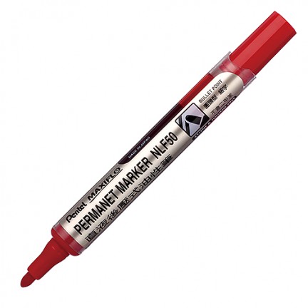【 Pentel 飛龍 】後壓油性筆 圓頭 MAXIFLO 1.5mm /支  NLF50 - 紅, , large