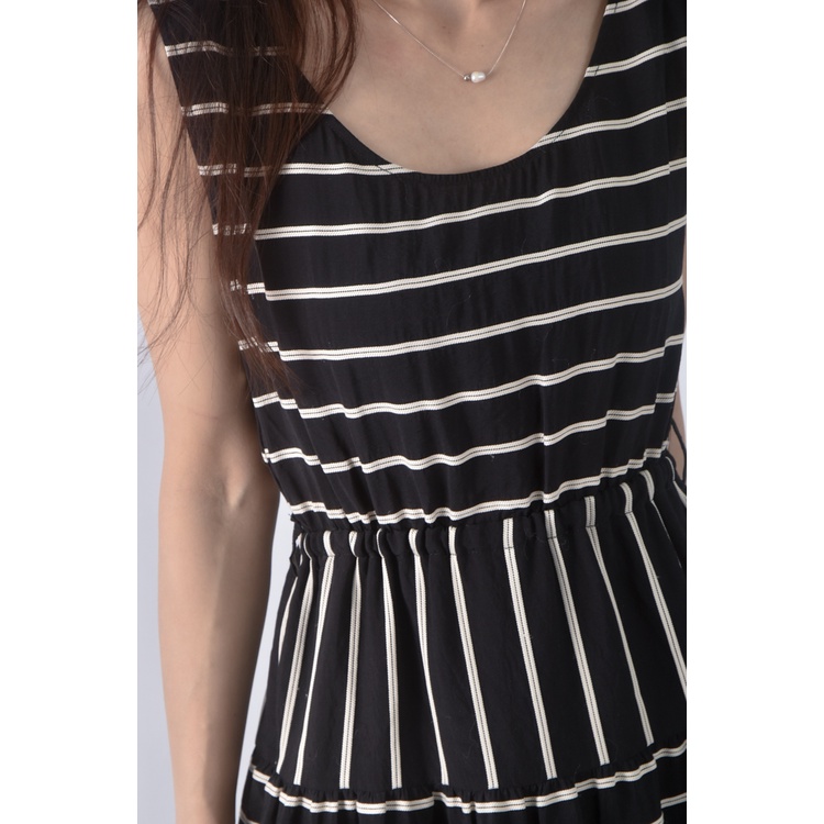 (S) 12twelve agenda條紋無袖黑色洋裝二手衣, , large