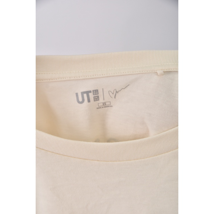 (S) uniqlo質感棉質純棉杏色短袖上衣二手衣, , large