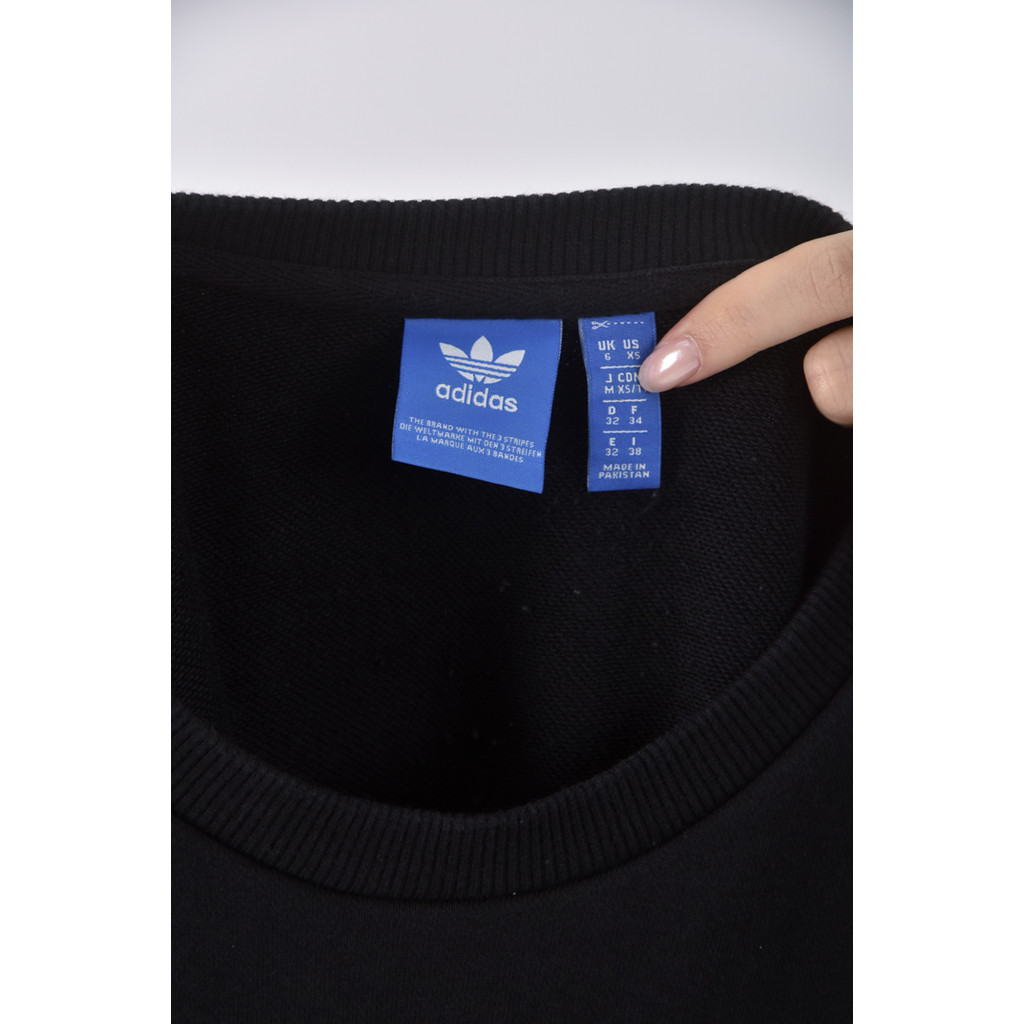 (L) adidas運動棉質圓領黑色長袖上衣二手衣, , large