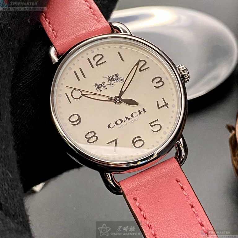 [星晴錶業]COACH手錶,36mm,CH00152白色錶面銀錶殼粉紅真皮皮革錶帶款, , large