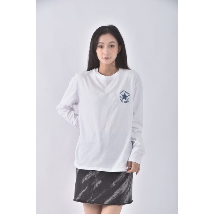 (M) converse質感棉質純棉白色長袖上衣二手衣, , large