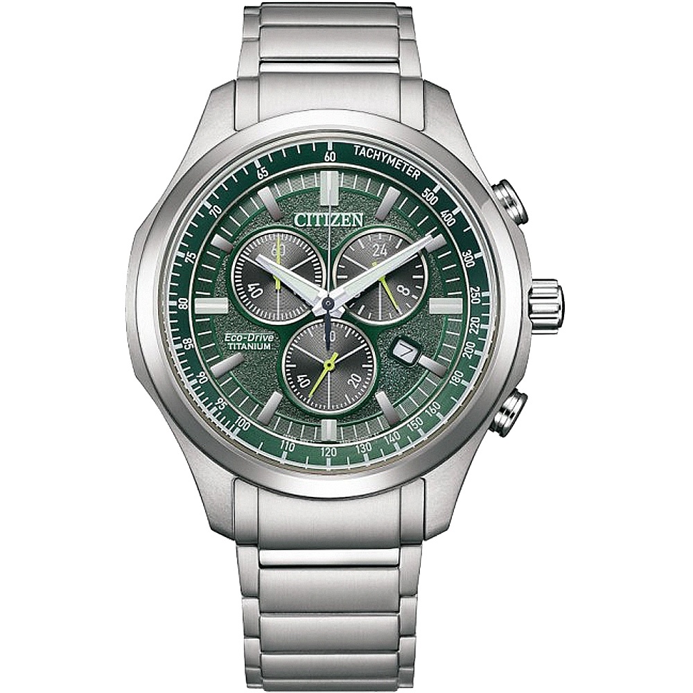 CITIZEN 星辰 鈦 光動能計時手錶-綠 AT2530-85X, , large