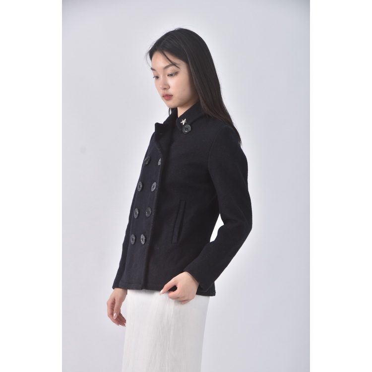 (S) earth music ecology質感羊毛排扣藍色外套二手衣, , large