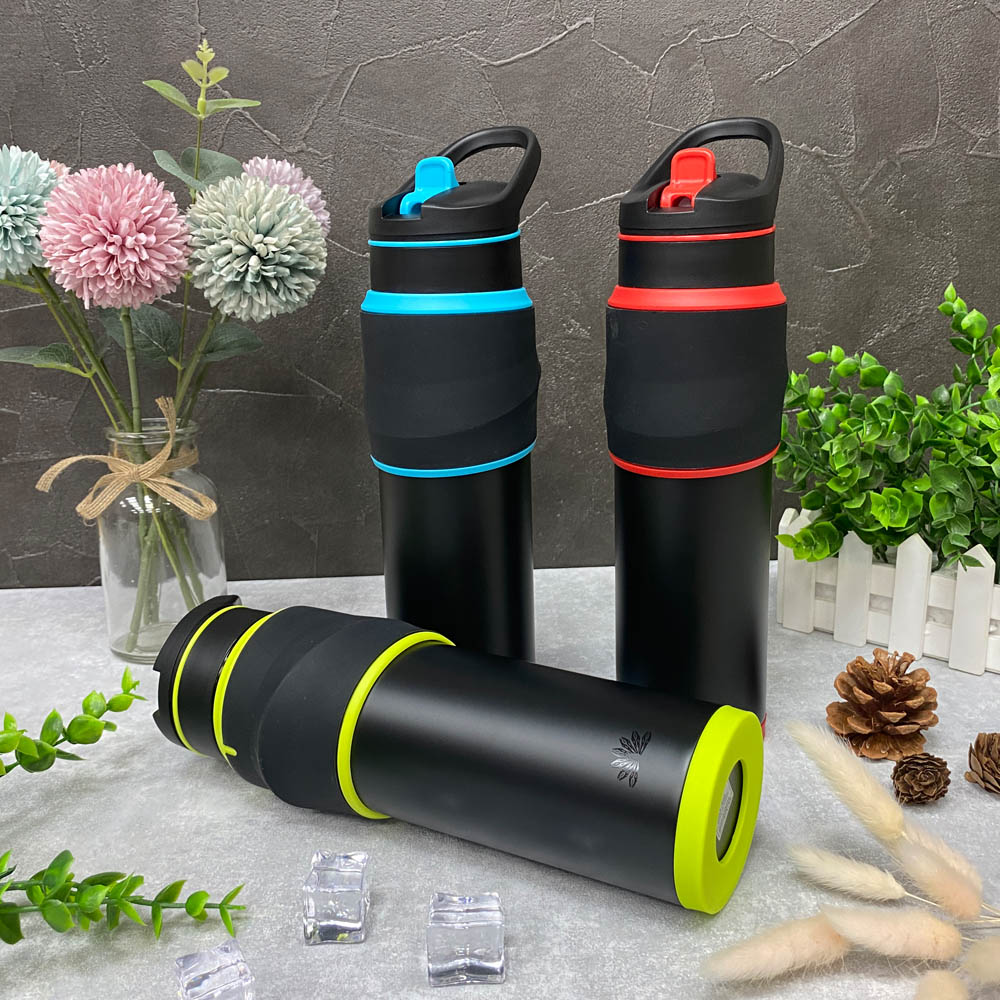 【日本孔雀Peacock】316不鏽鋼 運動不倒翁保溫杯 TPE握把 防滑防倒底座 550ML(可調式吸管)-任選色, , large