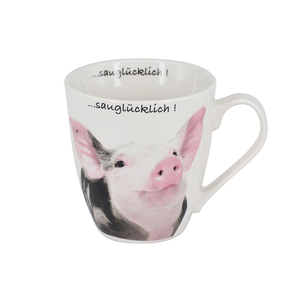 【YU Living】俏皮動物造型陶瓷馬克杯 早餐咖啡杯 600ml-小豬, , large