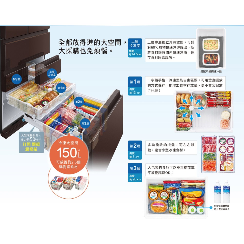 SHARP 夏普 504L AIoT智慧六門對開除菌變頻冰箱 水漾白 SJ-GK51AT-W, , large