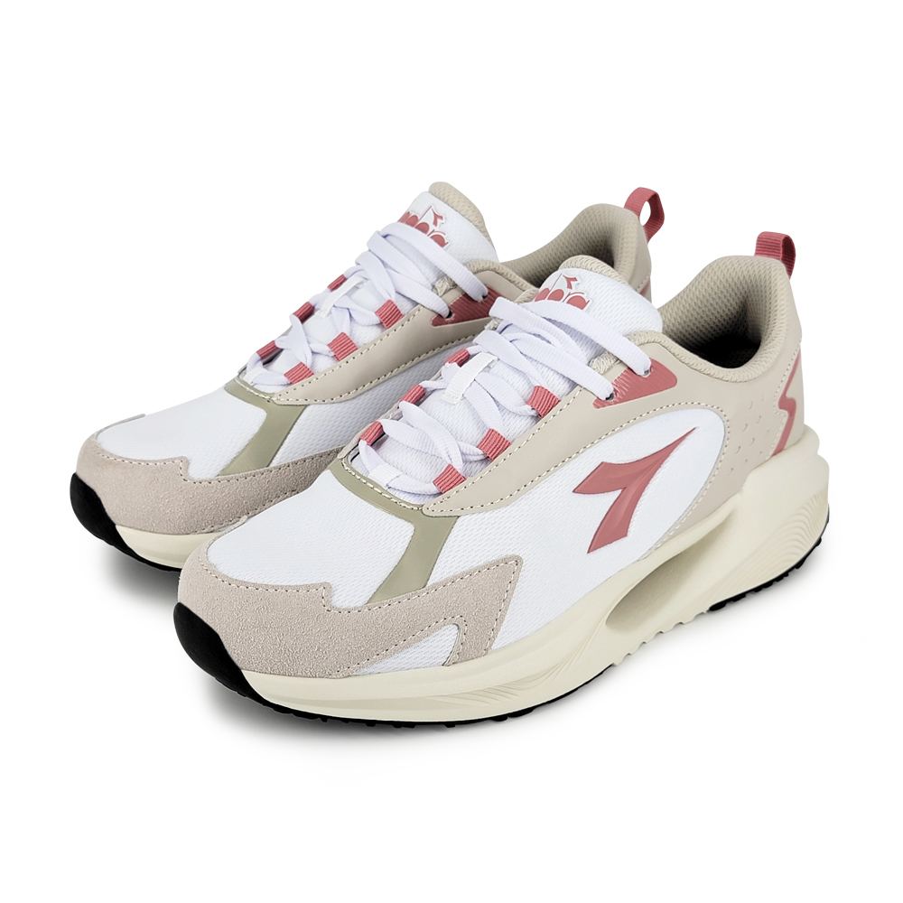 DIADORA迪亞多那 時尚彈力運動鞋 女鞋 女運動鞋 增高 修身 吸震 厚底 輕量 減壓 彈力棉鞋墊 防滑 白粉 灰金, 白粉, large