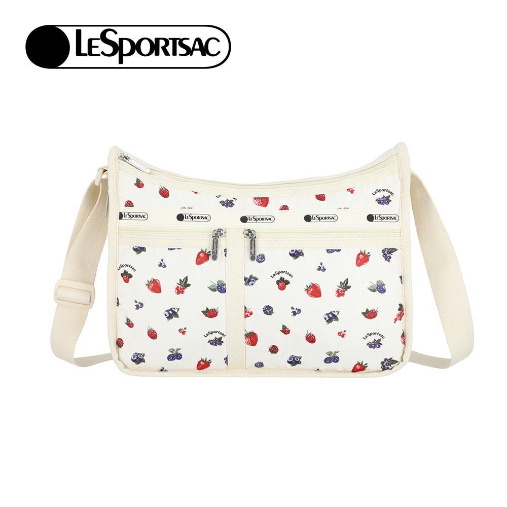 Lesportsac Deluxe Everyday Bag 經典奢華斜背包 側背包 通勤旅行包 女包 男包(奶油莓果)