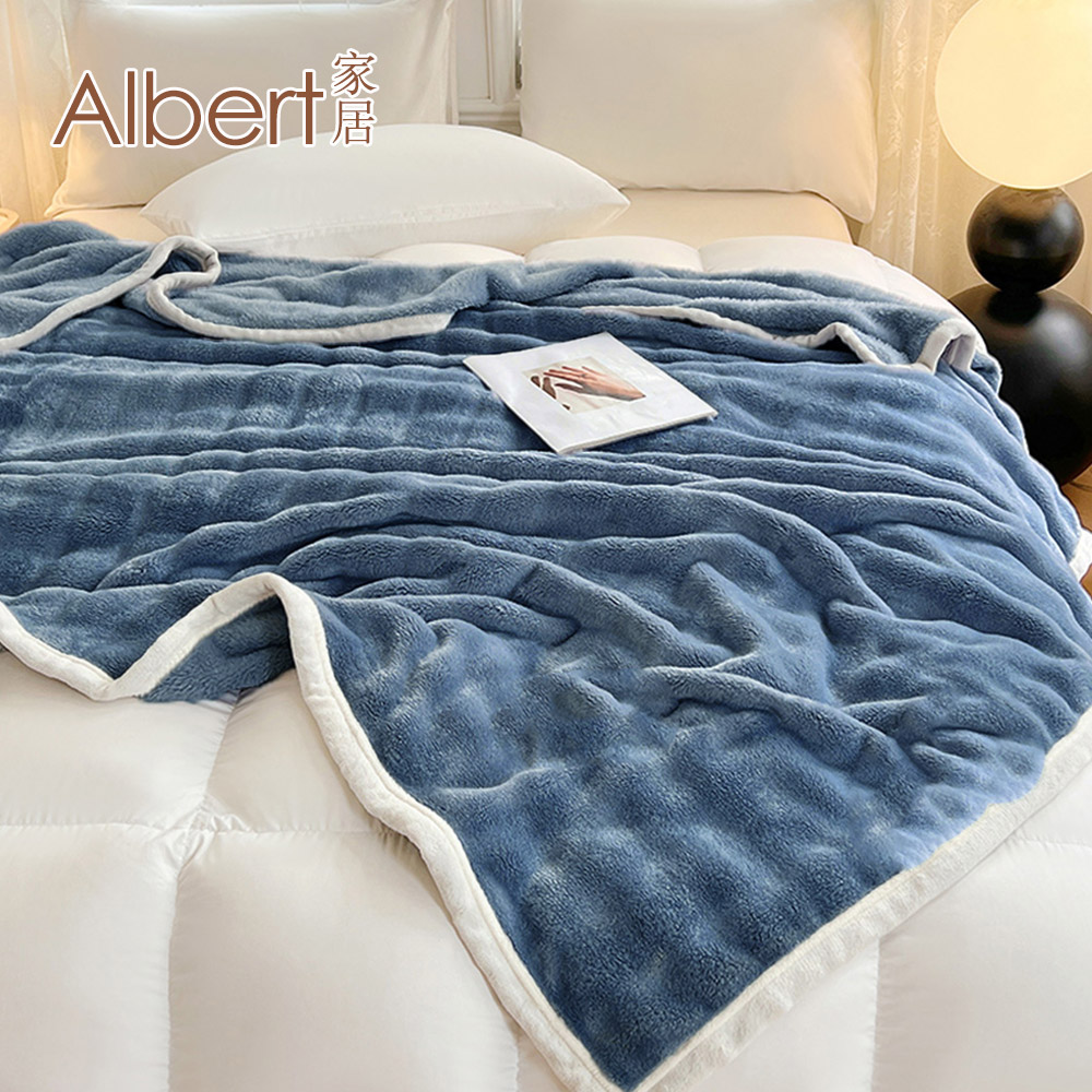 【Albert bedding】Rabbitblanket_MidnightBlue, , large
