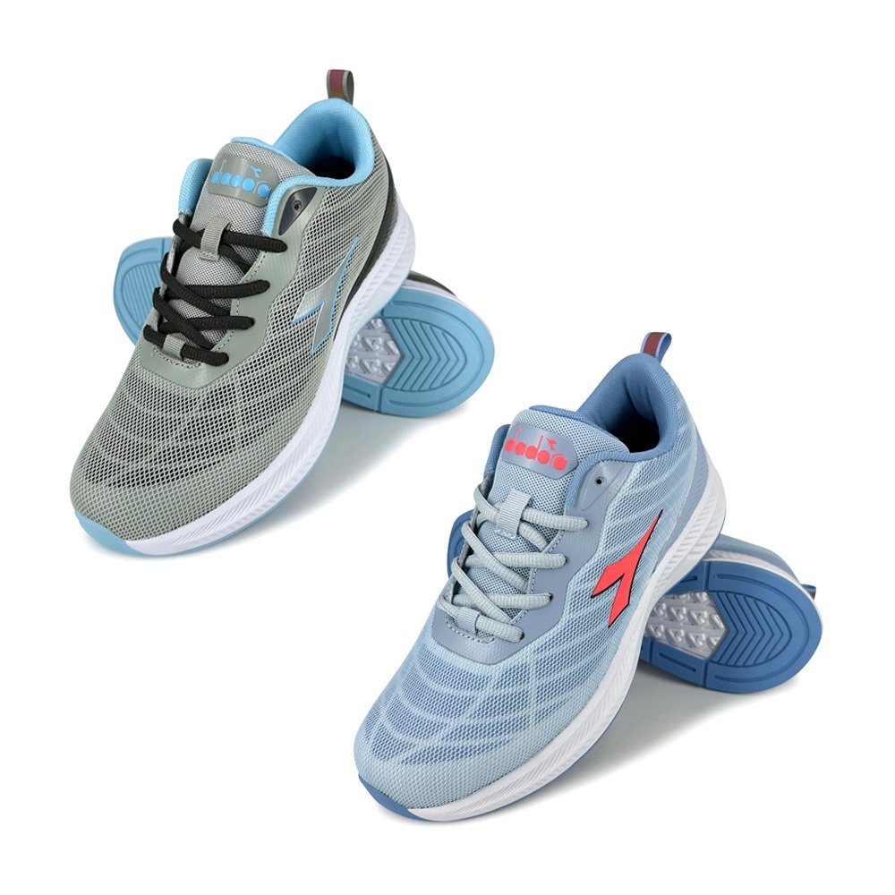 DIADORA迪亞多那 透氣慢跑女鞋 女運動鞋 慢跑鞋 時尚 散熱 透氣 康特杯 保護後跟 緩震 耐磨 止滑 灰藍 藍桔, , large