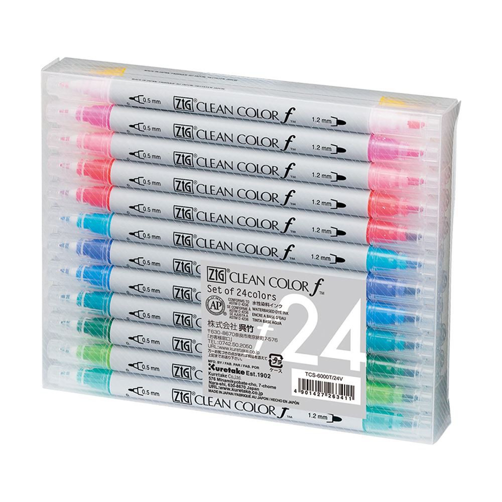 *需預訂【Kuretake 日本吳竹】ZIG 雙頭圓頭麥克筆 二十四色套組 (TCS-6000T-24V), , large