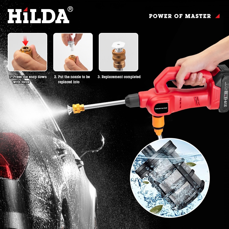【HILDA】希爾達電動工具 21V 雙電 提壺式 無刷馬達洗車機, , large